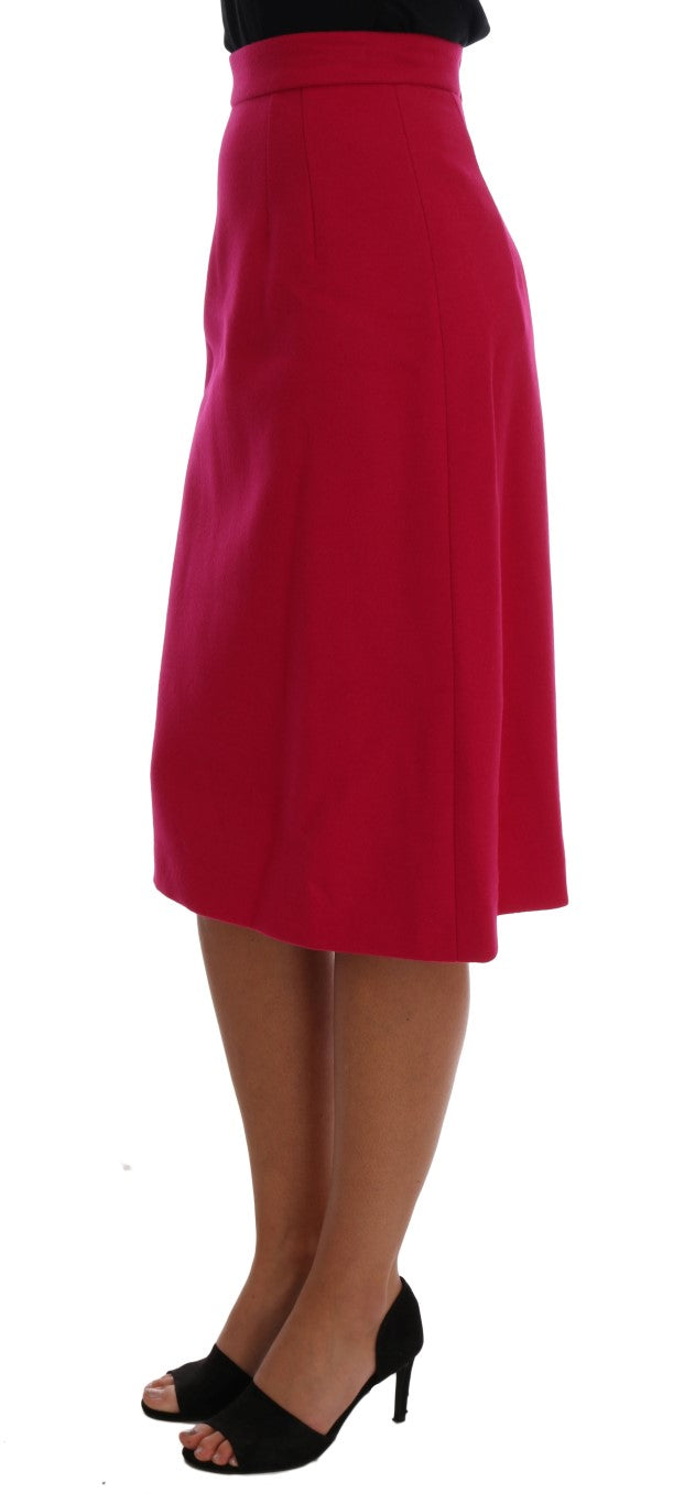  - Elegant Pink Wool A-Line Knee-Length Skirt