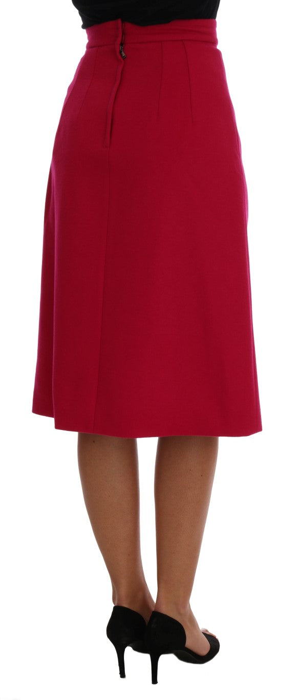  - Elegant Pink Wool A-Line Knee-Length Skirt