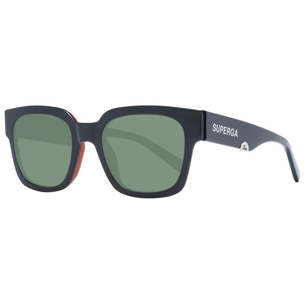 Sting Unisex Sunglasses – Black Full-Rim Frame, Green Lenses