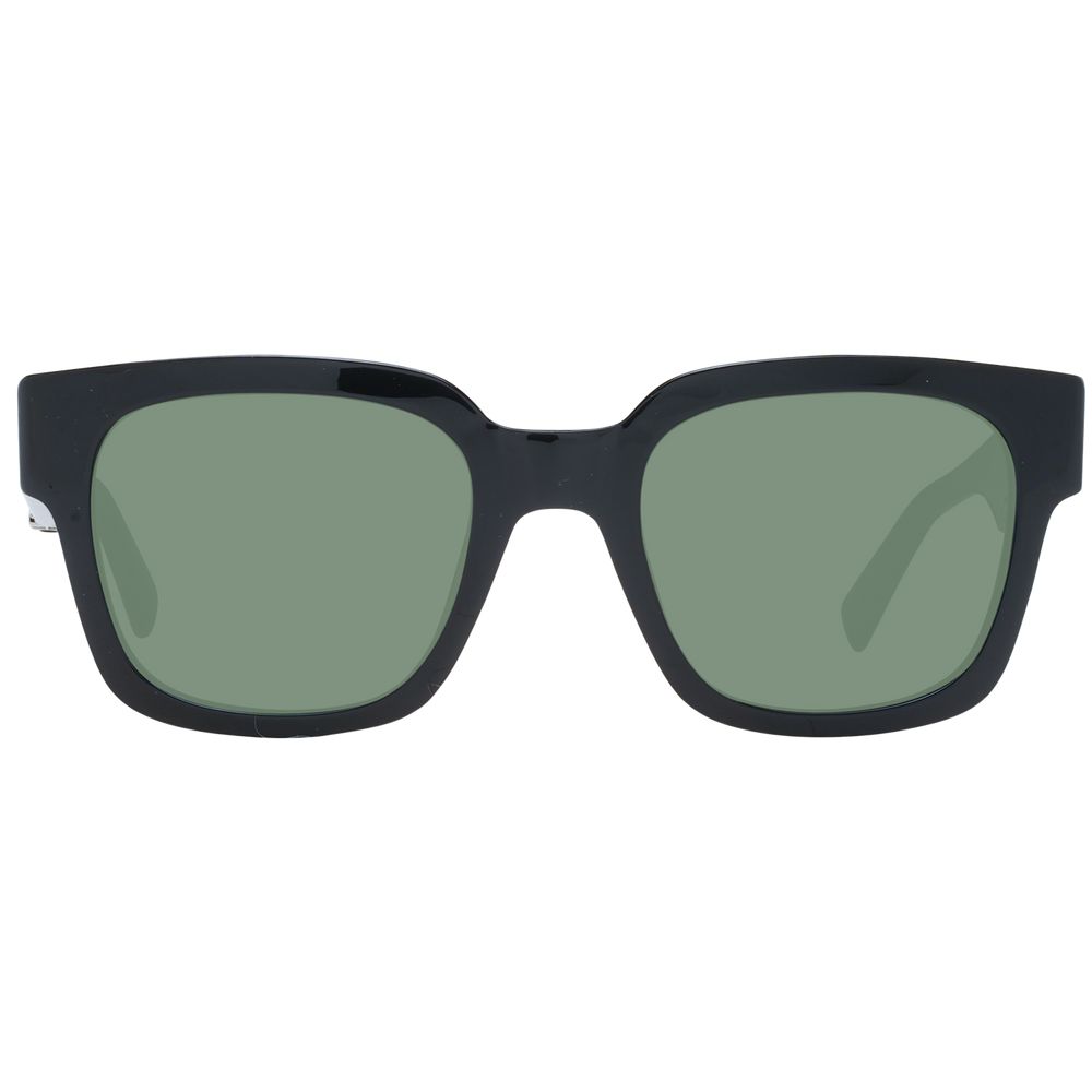 Sting Unisex Sunglasses – Black Full-Rim Frame, Green Lenses