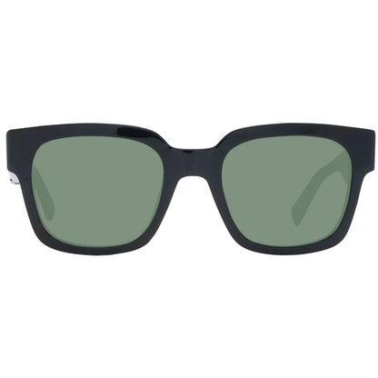 Sting Unisex Sunglasses – Black Full-Rim Frame, Green Lenses