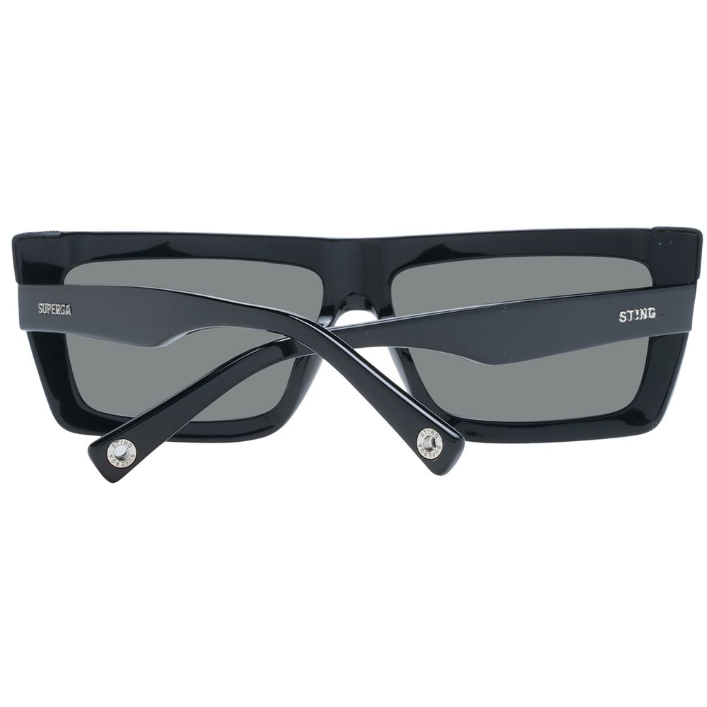 Sting Unisex Sunglasses – Black Rectangle Frame, Grey Gradient Lenses