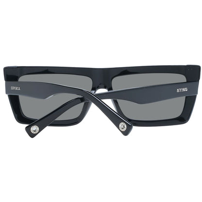 Sting Unisex Sunglasses – Black Rectangle Frame, Grey Gradient Lenses