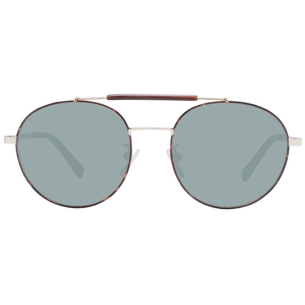 Sting Brown Metal Sunglasses – Aviator Style with Green Lenses