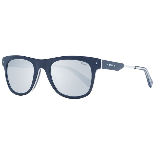 Sting Men’s Sunglasses – Blue Full-Rim Frame, Grey Mirrored Lenses