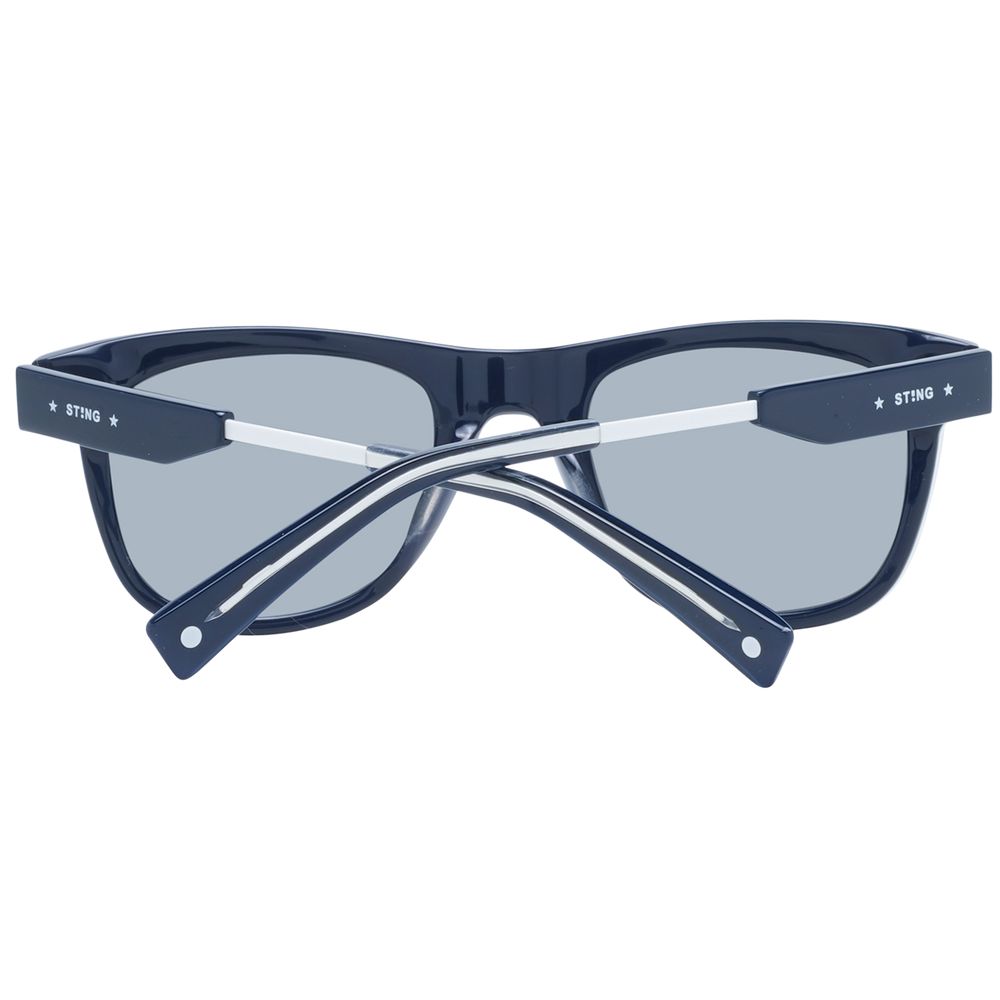 Sting Men’s Sunglasses – Blue Full-Rim Frame, Grey Mirrored Lenses