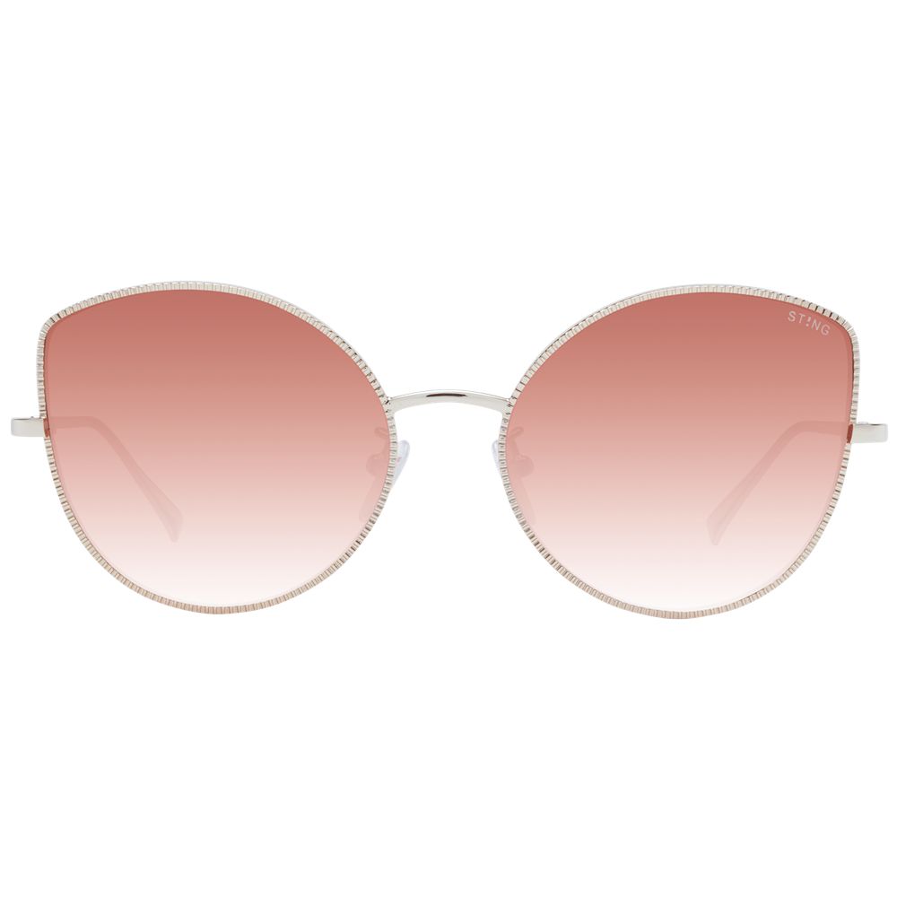 Sting Women’s Sunglasses – Rose Gold Cat Eye Frame, Red Mirrored Lenses