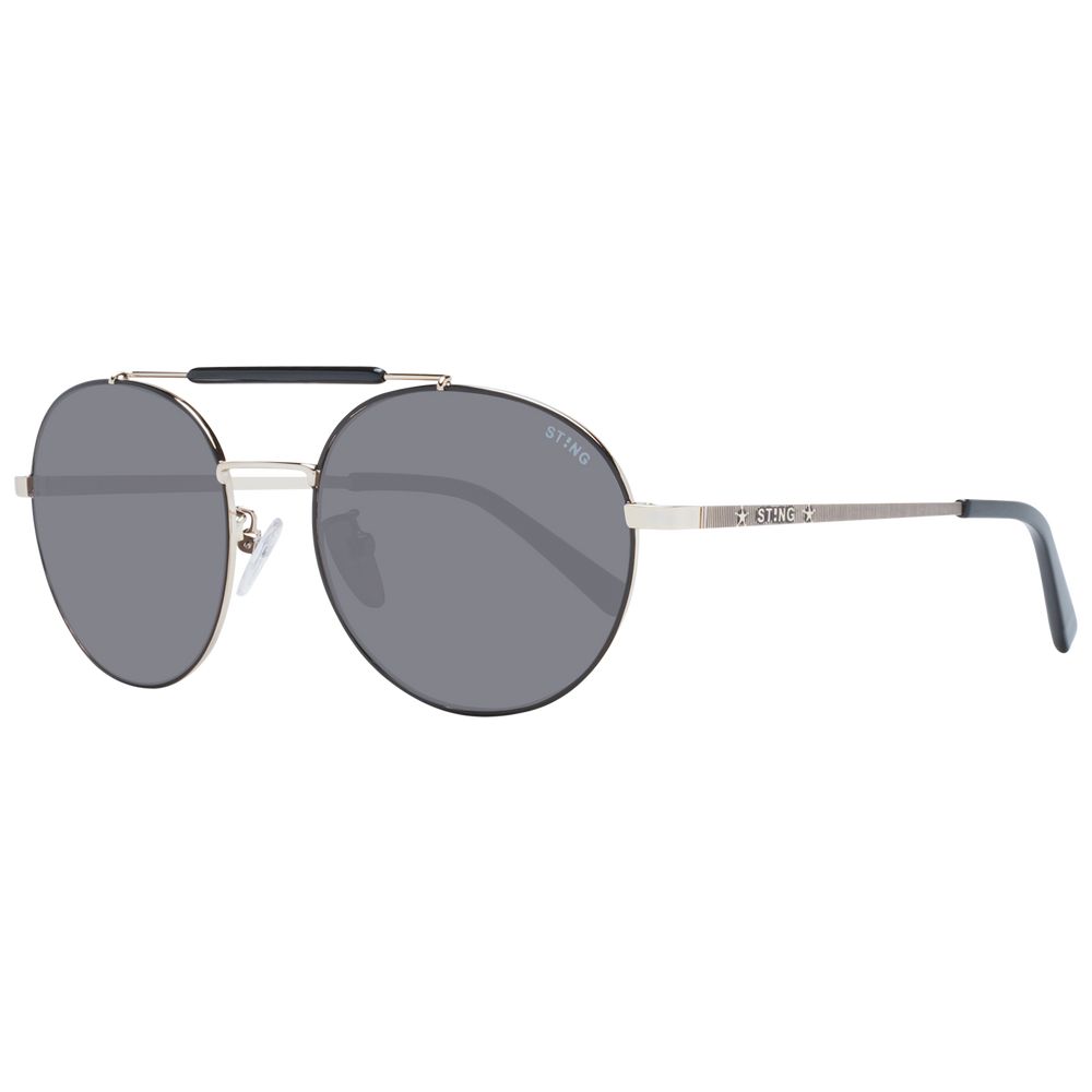 Sting Black Metal Sunglasses – Black Aviator Frame, Grey Lenses