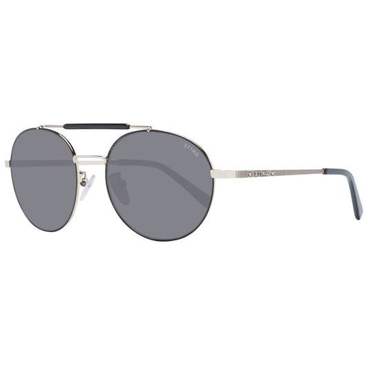 Sting Black Metal Sunglasses – Black Aviator Frame, Grey Lenses