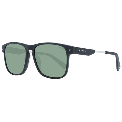 Sting Men's Sunglasses – Black Square Frame, Green Lenses