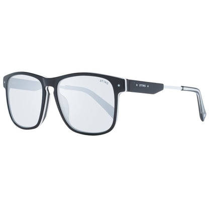 Sting Men's Sunglasses – Black Square Frame, Grey Mirrored Lenses