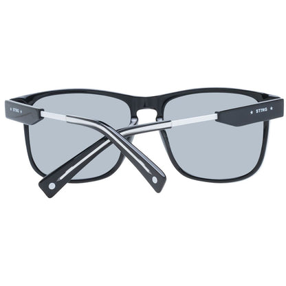 Sting Men's Sunglasses – Black Square Frame, Grey Mirrored Lenses