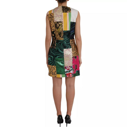  - Multicolor Jacquard Patchwork Shift Dress