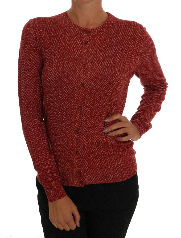  - Red Wool Cardigan Sweater