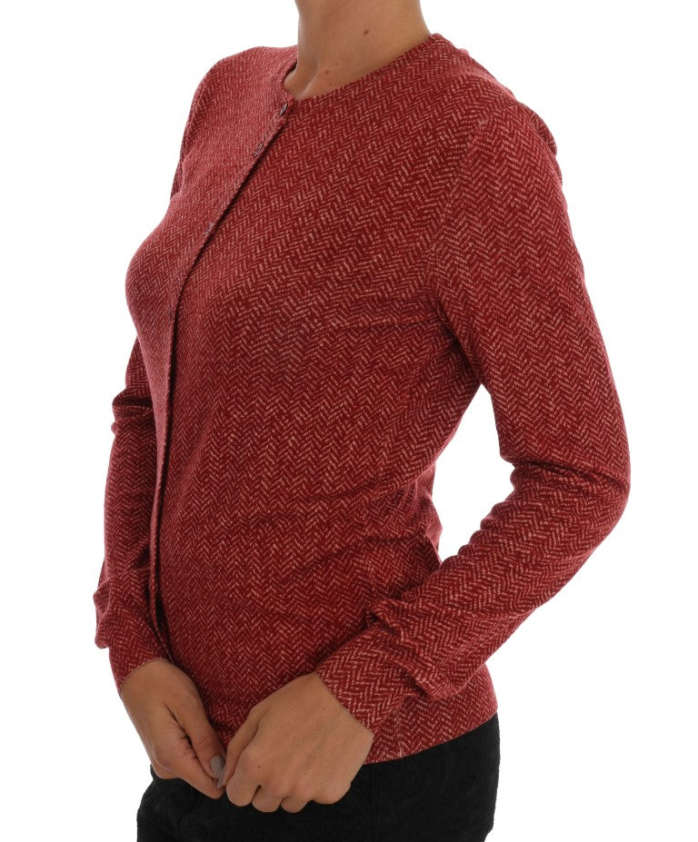  - Red Wool Cardigan Sweater