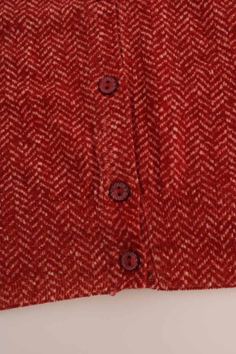  - Red Wool Cardigan Sweater