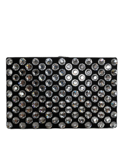  - Black Velvet Crystal Clutch Evening Party Purse Bag