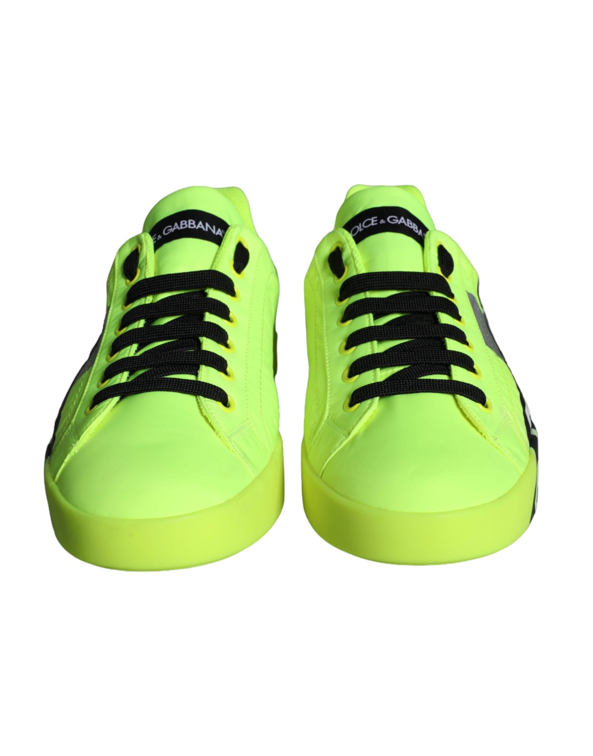 Dolce & Gabbana Neon Green Logo Tape Low Top Sneakers - Preowned Luxury Footwear