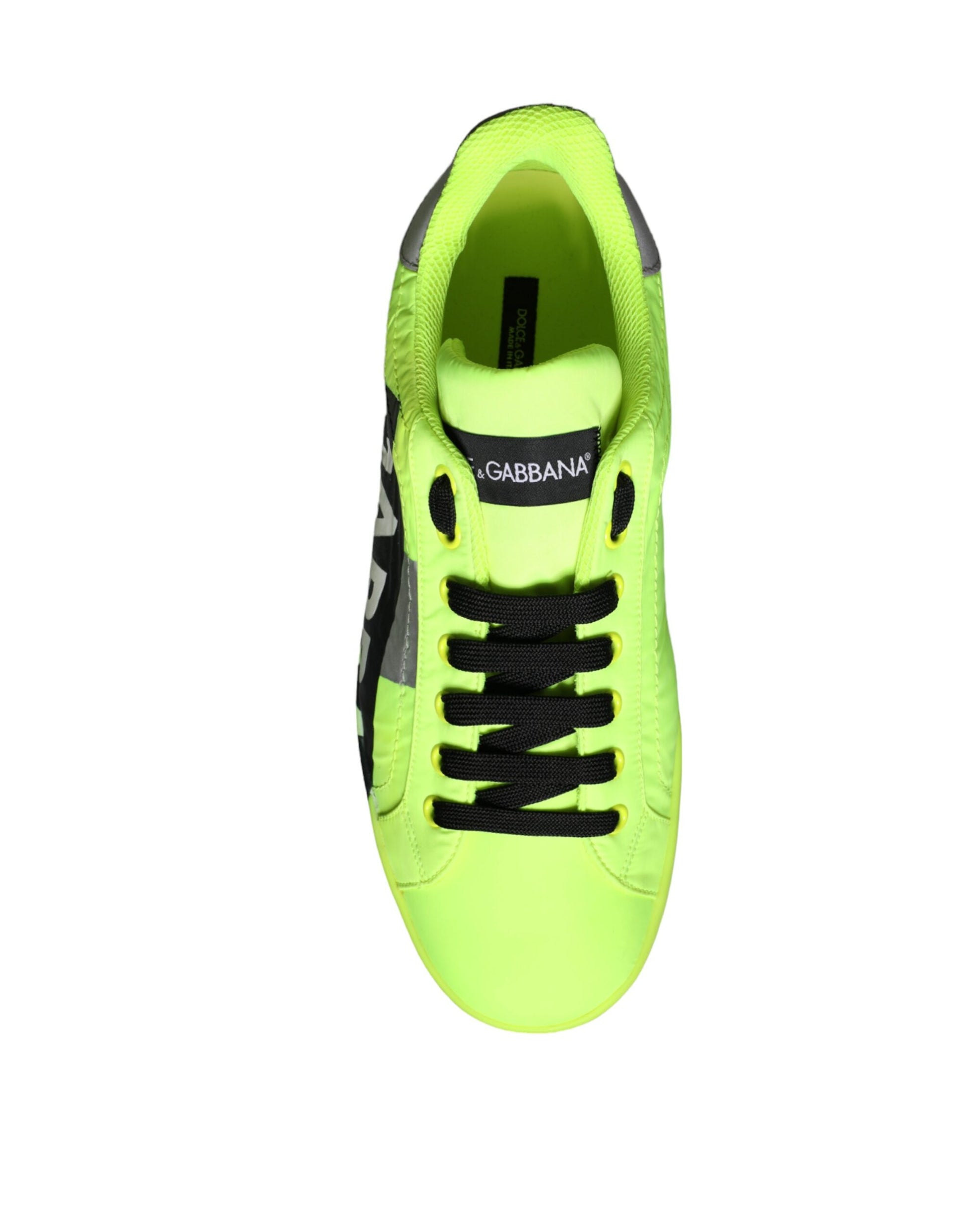 Dolce & Gabbana Neon Green Logo Tape Low Top Sneakers - Preowned Luxury Footwear