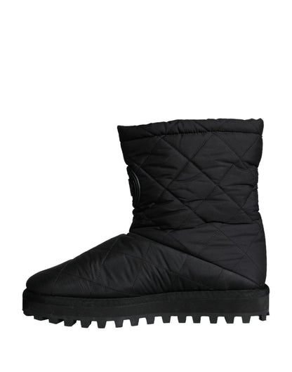  - Black Nylon Padded Mid Calf Men Boots Shoes