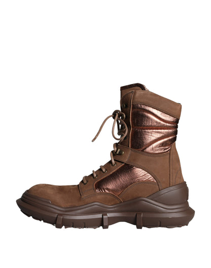 Brown Suede Leather Military Combat Men Boots Shoes - The Luxe Alliance