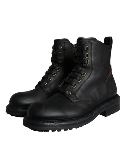 Black Lace Up Mid Calf Boots Men Shoes - The Luxe Alliance