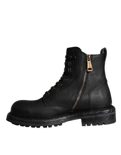 Black Lace Up Mid Calf Boots Men Shoes - The Luxe Alliance