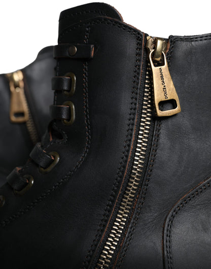 Black Lace Up Mid Calf Boots Men Shoes - The Luxe Alliance