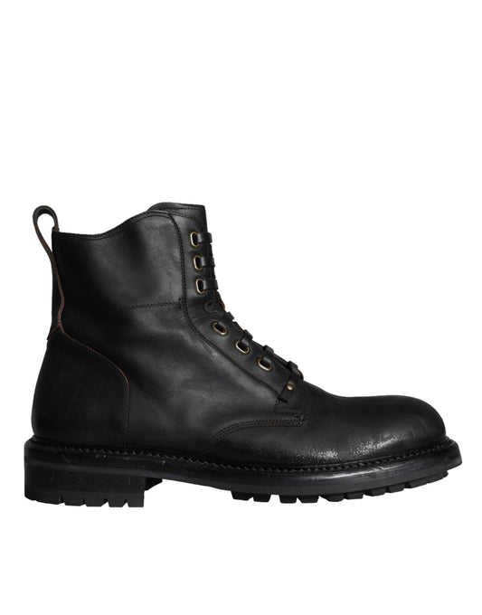 Black Lace Up Mid Calf Boots Men Shoes - The Luxe Alliance