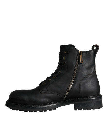 Black Lace Up Mid Calf Boots Men Shoes - The Luxe Alliance