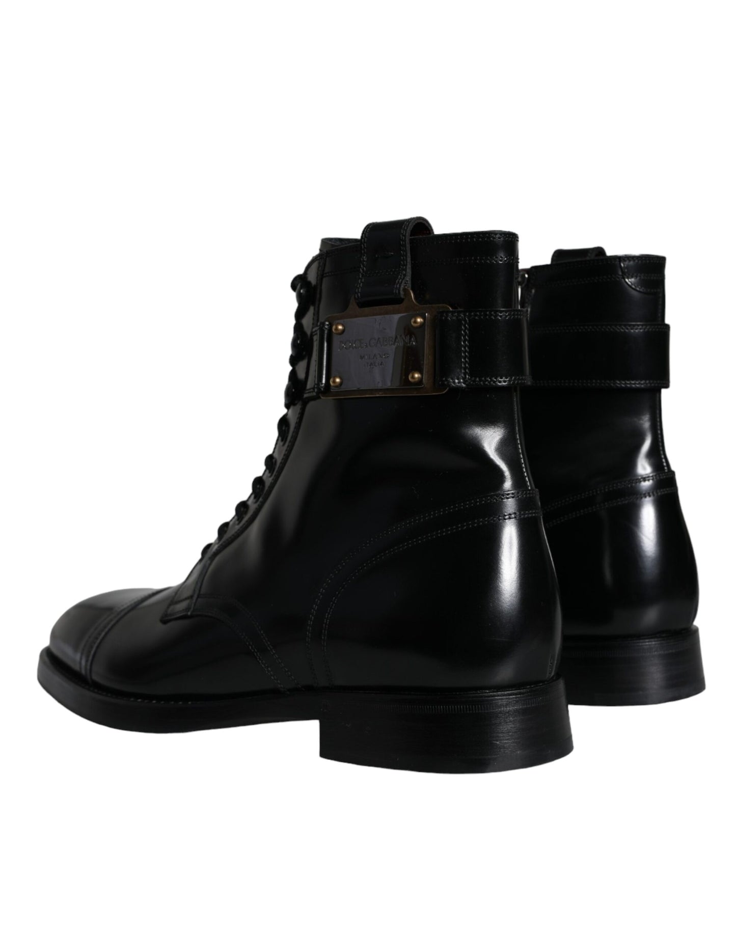  - Black Logo Lace Up Mid Calf Men Boots Shoes