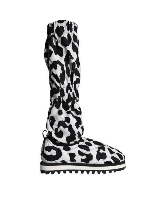  - Black White Leopard Quilted Men Boots Sneakers Shoes