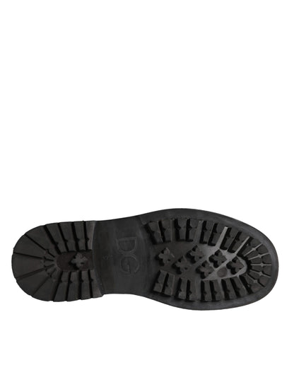 Dolce & Gabbana Black Lace Up Mid Calf Boots for Men