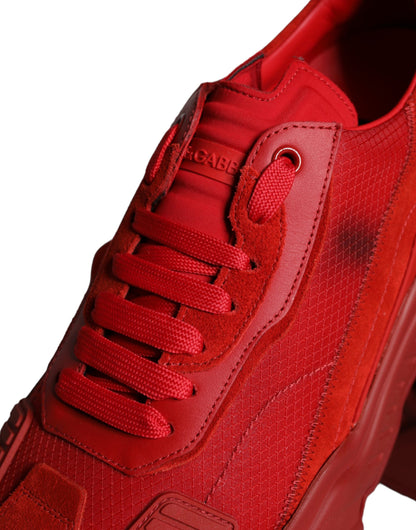 Red Leather Daymaster Low Top Sneakers Shoes - The Luxe Alliance