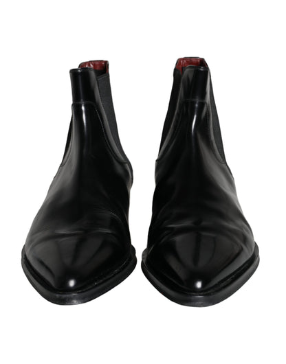 Black Leather Chelsea Ankle Boots Shoes - The Luxe Alliance