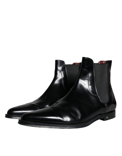 Black Leather Chelsea Ankle Boots Shoes - The Luxe Alliance