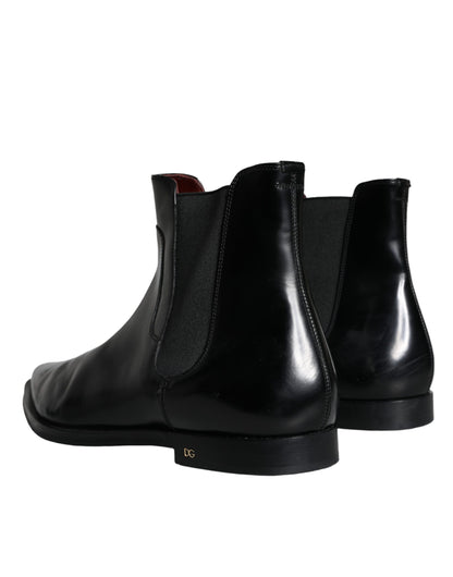 Black Leather Chelsea Ankle Boots Shoes - The Luxe Alliance