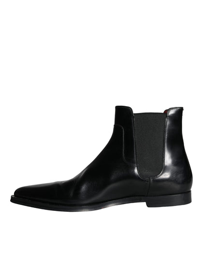 Black Leather Chelsea Ankle Boots Shoes - The Luxe Alliance