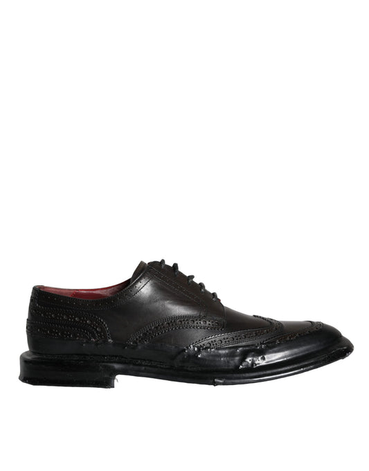  - Black Leather Oxford Wingtip Formal Men Shoes