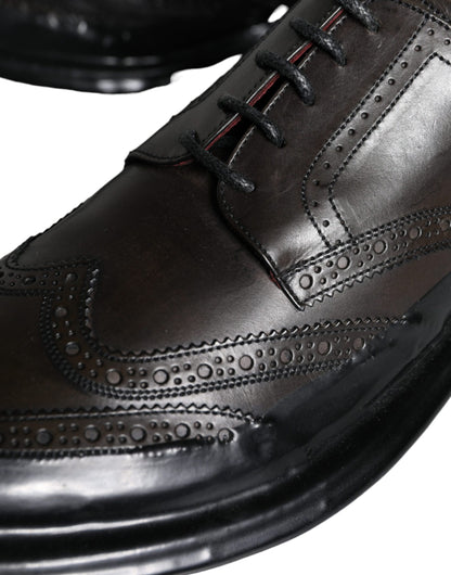  - Black Leather Oxford Wingtip Formal Men Shoes