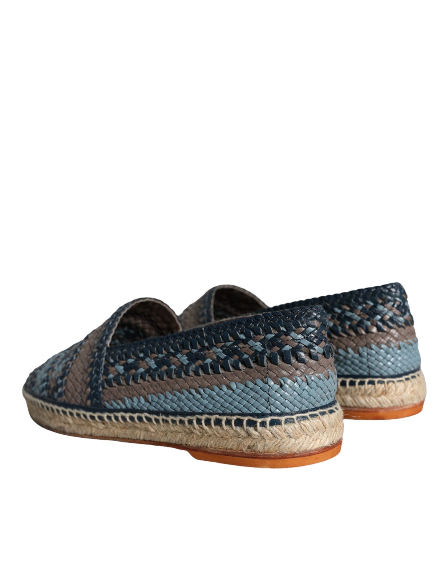  - Blue Gray Woven Leather Buffalo Espadrille Shoes