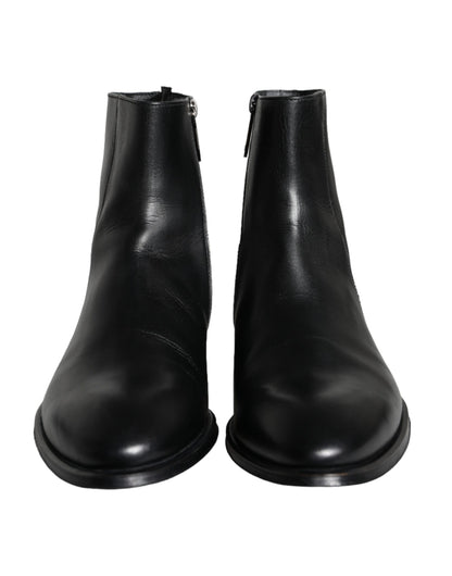  - Black Calf Leather Men Ankle Boots Men Shoes