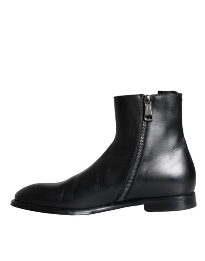  - Black Calf Leather Men Ankle Boots Men Shoes