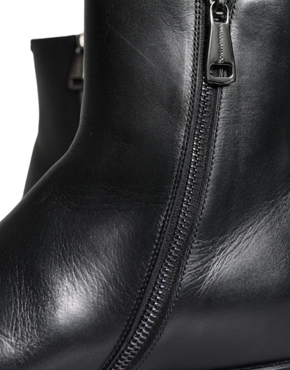  - Black Calf Leather Men Ankle Boots Men Shoes