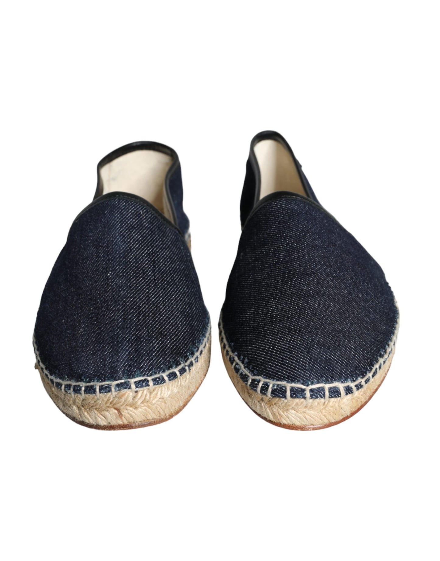  - Blue Denim Cotton Leather Espadrilles Shoes