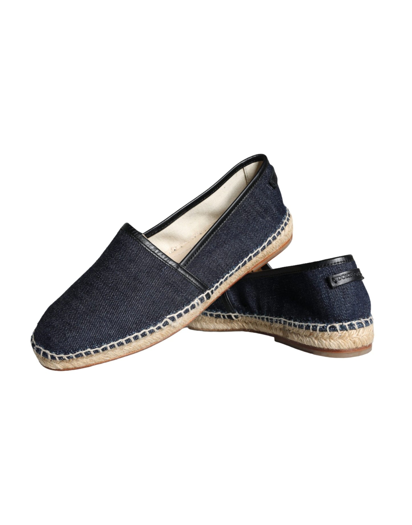  - Blue Denim Cotton Leather Espadrilles Shoes