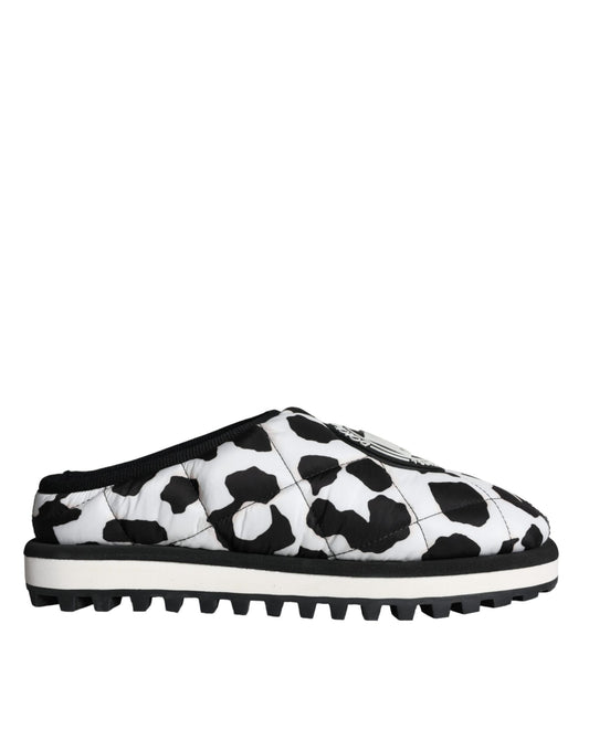  - Black White Quilted Logo Sandals Slides Shoes