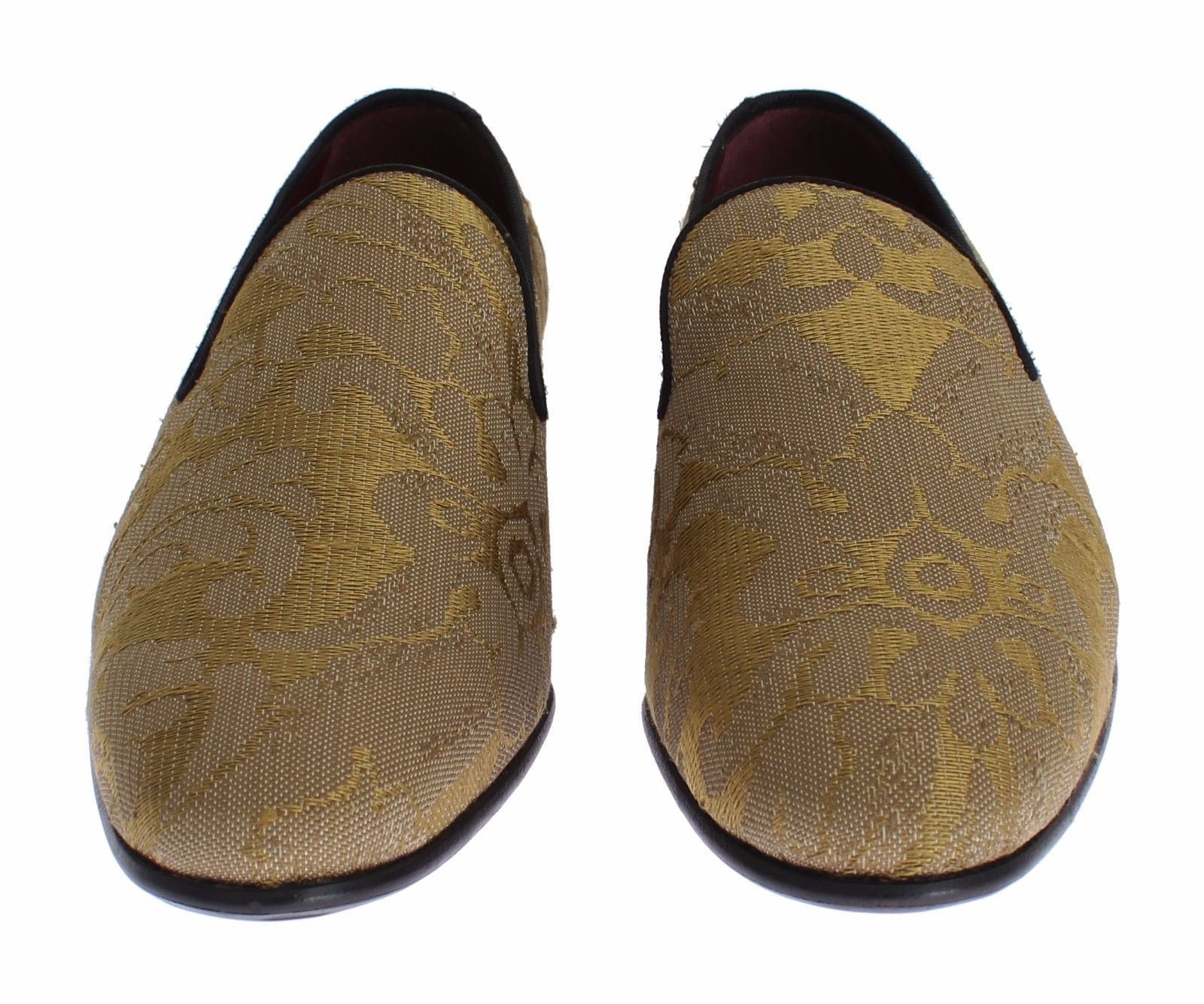 Golden Baroque Silk Dress Loafers