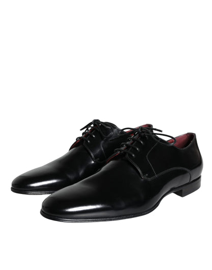  - Black Calfskin Leather Derby Dress Men Shoes