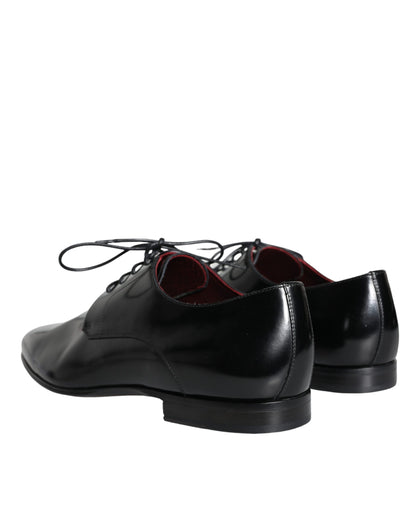  - Black Calfskin Leather Derby Dress Men Shoes